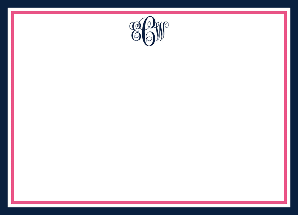 Personalized Monogram Note Cards | Elegant Double Border