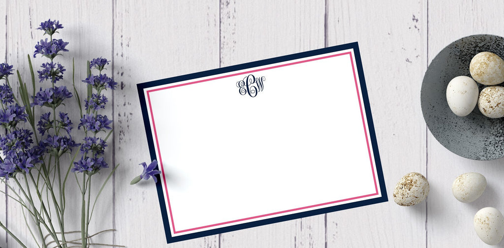 Personalized Monogram Note Cards | Elegant Double Border