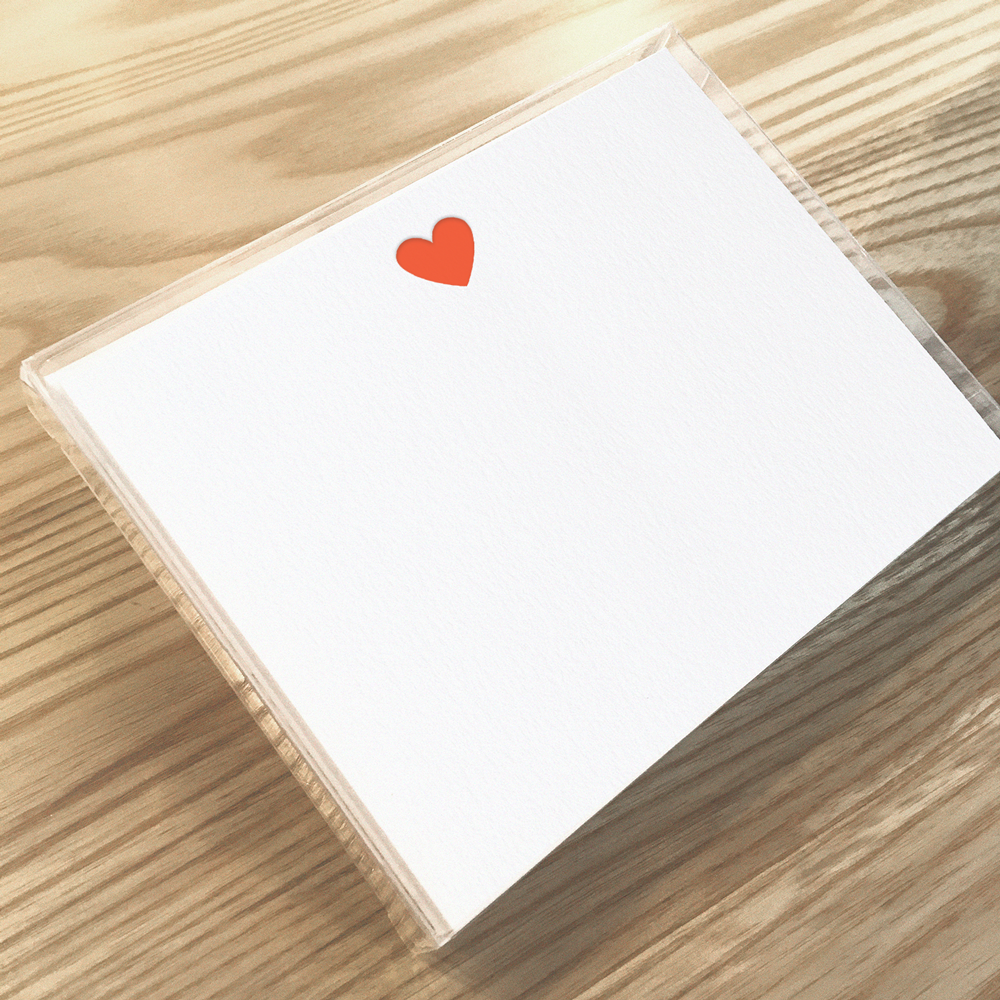 Neon Red Heart - Letterpress Boxed Note Sets