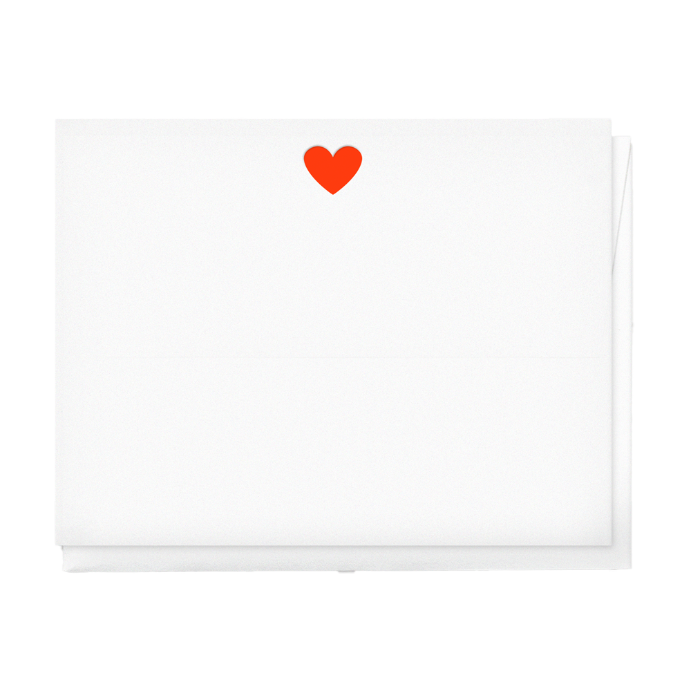 Neon Red Heart - Letterpress Boxed Note Sets