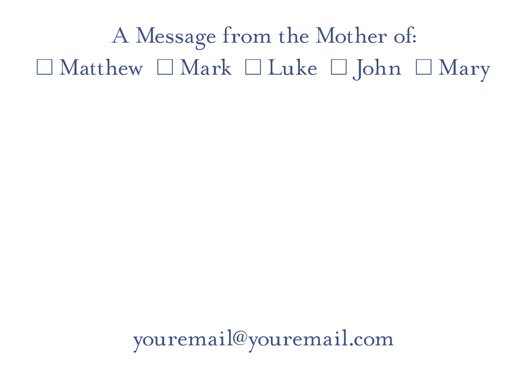 Family Style Note from The Mom or Mother of... | Raised Ink Flat Note A6
