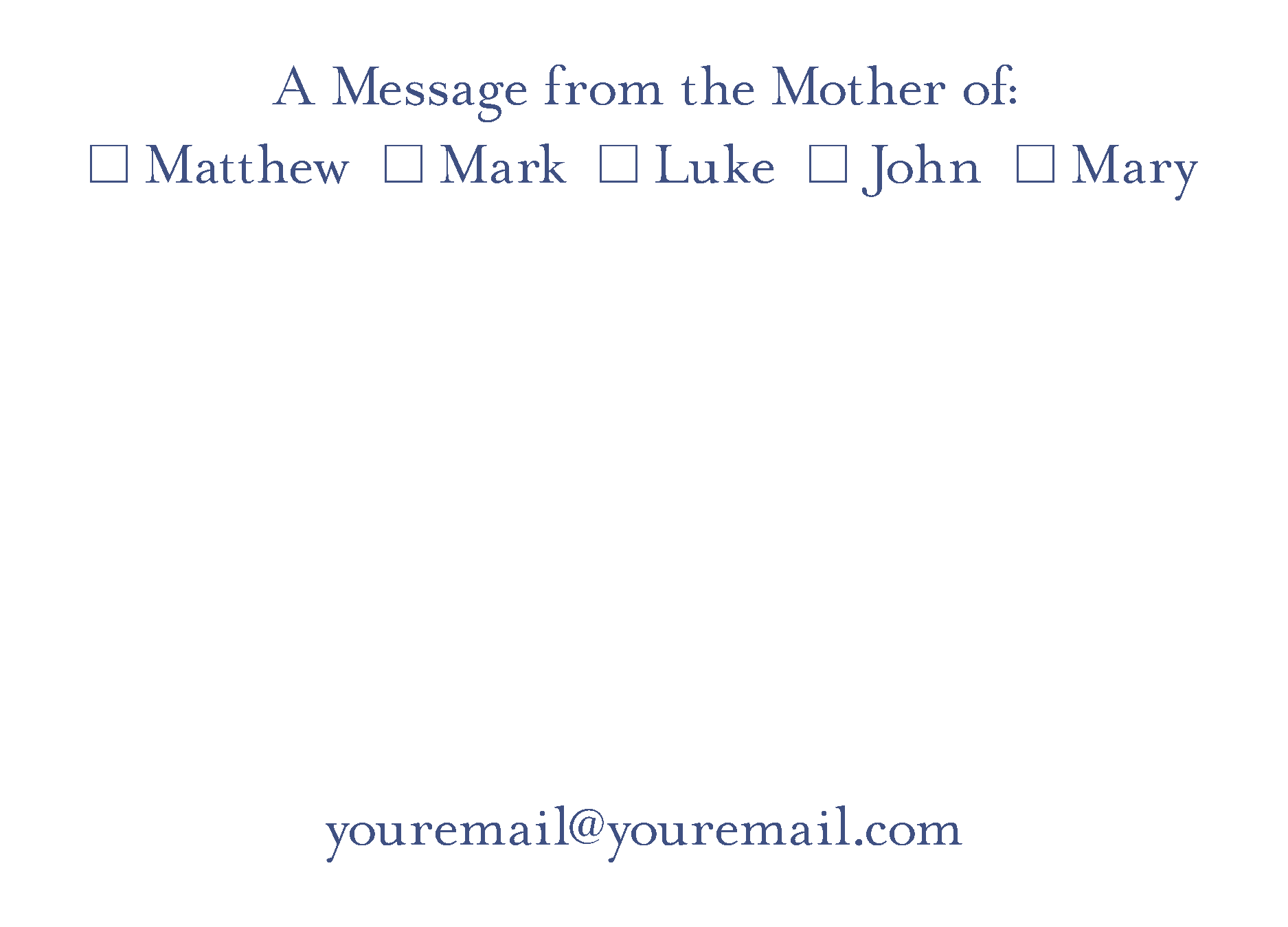 Family Style Note from The Mom or Mother of... | Raised Ink Flat Note A6