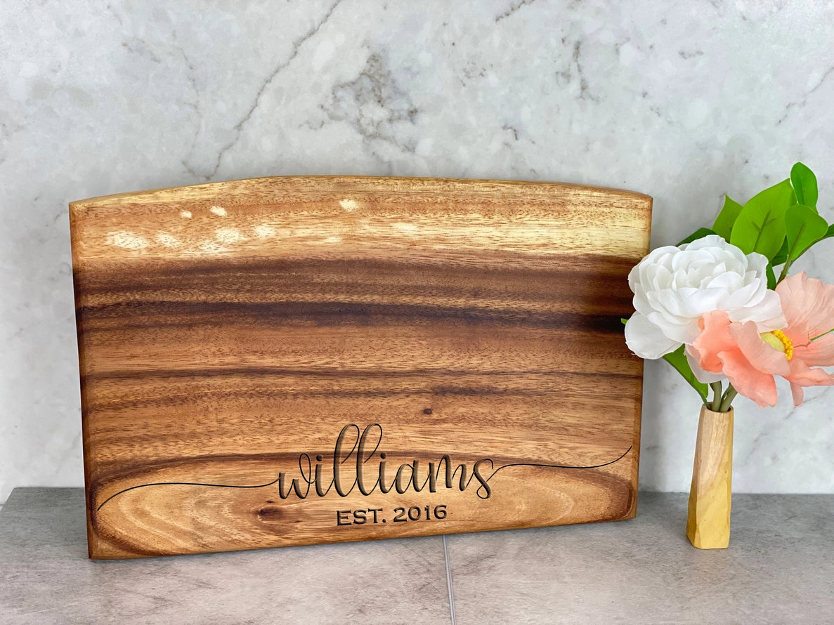 Live Edge Hardwood Square End Cutting Board | Medium