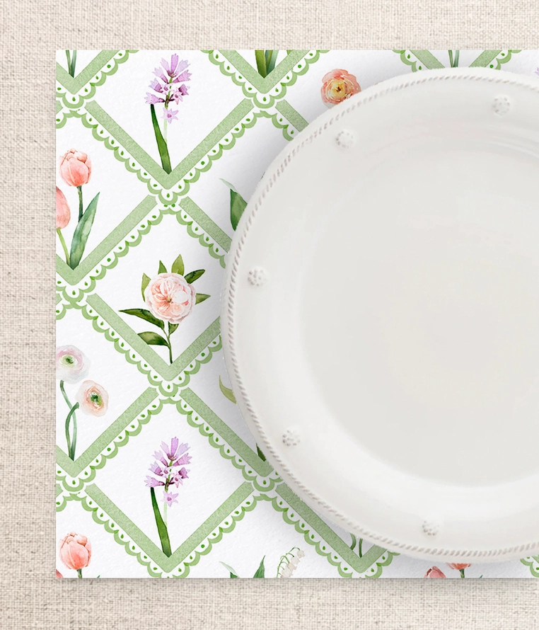 Spring Trellis Paper Placemats | Set of 24