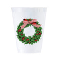 Holly Wreath Frost Flex Shatterproof Cups | Set of 8 16 oz