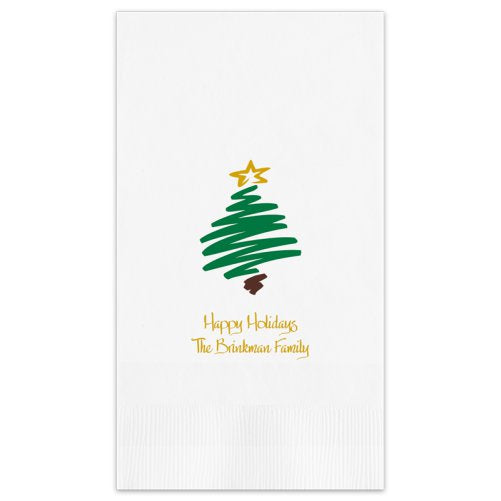 Festive Christmas Tree Guest Towel | Printed Napkin