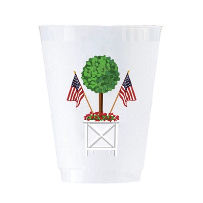 Patriotic Topiary Frost Flex Shatterproof Cups | Set of 8 | 16 oz