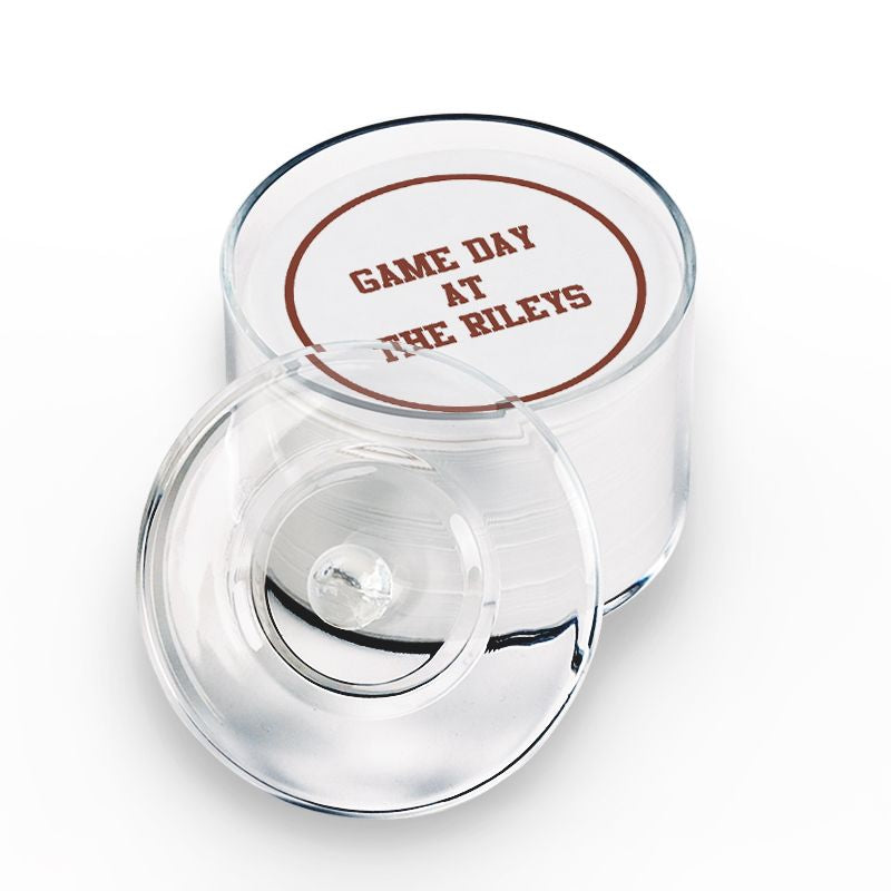 100 Letterpress Party Coasters in Elegant Holder