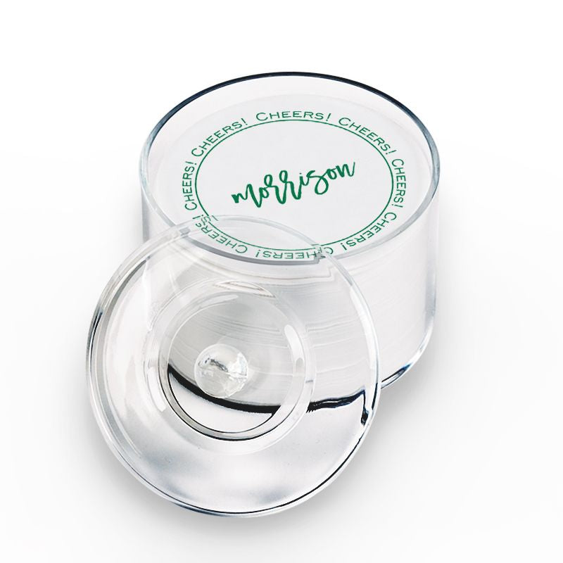 100 Letterpress Party Coasters in Elegant Holder