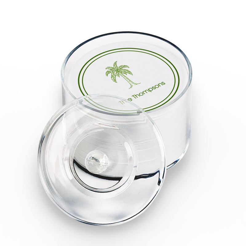 100 Letterpress Party Coasters in Elegant Holder