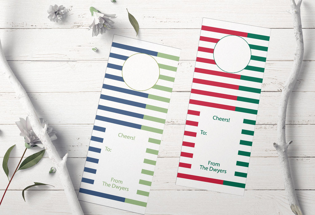 Deluxe Wine Tags | Personalized | Stripes | Set of 8