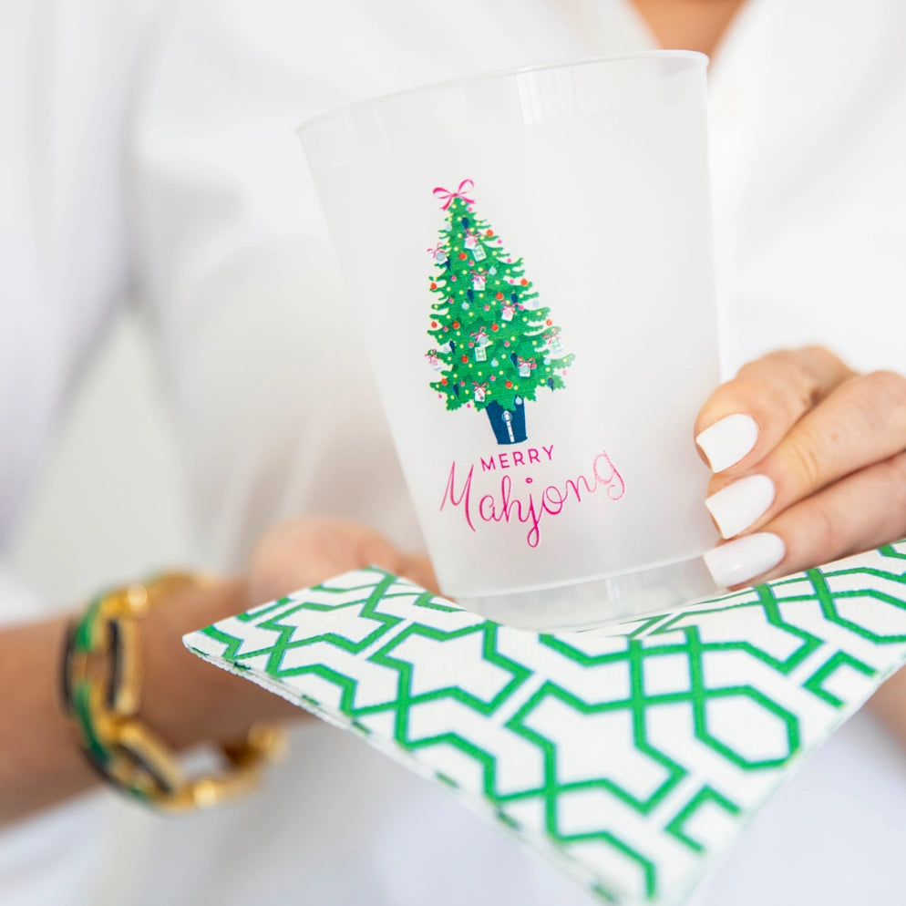 Merry Mahjong | Set of 8 Frost Flex Shatterproof Cups | 16 oz