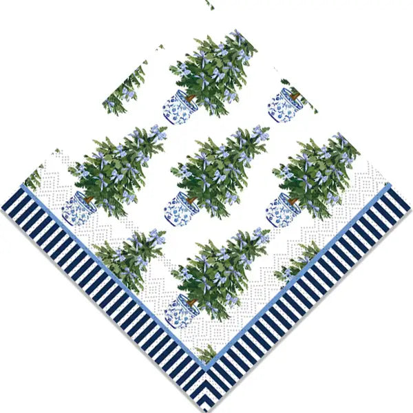 Blue Tree Christmas Cocktail Napkins.